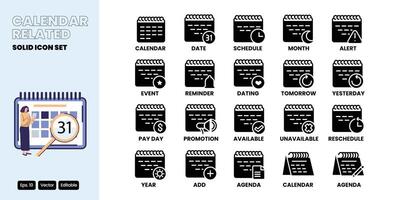 calendar related solid icon design good for web and mobile app vector