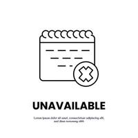 unavailable thin outline icon design good for web or mobile app vector