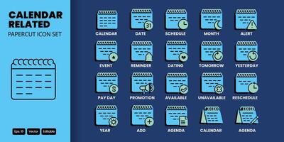 calendar related papercut icon design good for web and mobile app vector