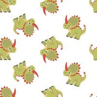 Seamless pattern in child style on white background. Cute dinosaur on a white background vector
