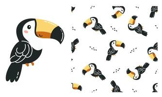 set for printing on children's products. Cute toucan on white background vector