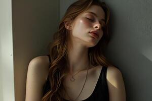 Elegant and Radiant Woman. Captivating Beauty in Graceful Poses and Stylish Fashion photo
