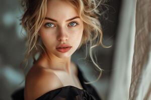 Elegant and Radiant Woman. Captivating Beauty in Graceful Poses and Stylish Fashion photo