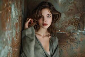 Elegant and Radiant Woman. Captivating Beauty in Graceful Poses and Stylish Fashion photo