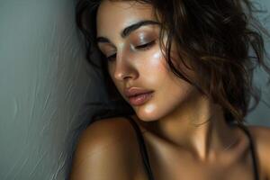 Elegant and Radiant Woman. Captivating Beauty in Graceful Poses and Stylish Fashion photo