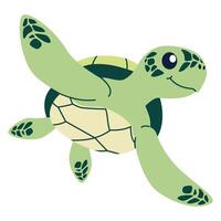 Flat illustration in children's style. Cute turtle with smiling face on white background vector