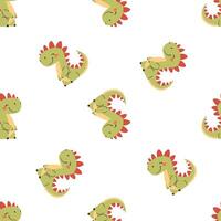 Seamless pattern in child style on white background. Cute dinosaur on a white background vector