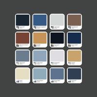 Trendy soft dark color palette with hex code vector