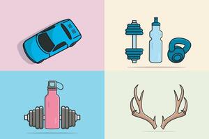 Water Bottle with Carry Strap illustration. Drink object icon concept. Bicycle with Sports and Gym drinking water bottle design with shadow on yellow background. vector