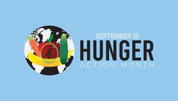 Hunger action month is observed every year on September. banner design template illustration background design. vector