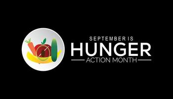 Hunger action month is observed every year on September. banner design template illustration background design. vector