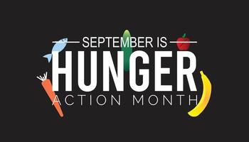Hunger action month is observed every year on September. banner design template illustration background design. vector