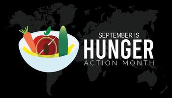 Hunger action month is observed every year on September. banner design template illustration background design. vector