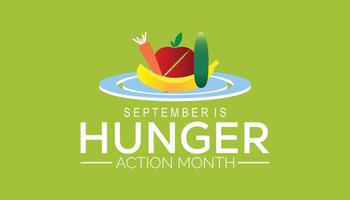 Hunger action month is observed every year on September. banner design template illustration background design. vector