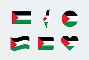 Palestine flag. Set of Palestine Flags Collection. vector