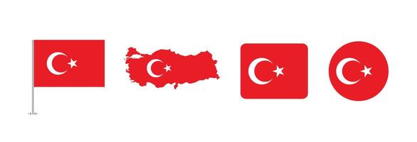 Turkey flag. Set of Turkey Flags Collection. vector