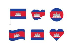 Cambodia flag. Set of Cambodia Flags Collection. vector