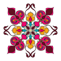 Mandala colorful abstract flowers Carpet elements and decorated with fabric patterns png