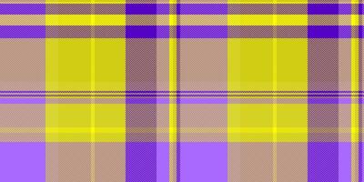 Kingdom pattern textile texture, full fabric background. Thread plaid check seamless tartan in yellow and violet colors. vector