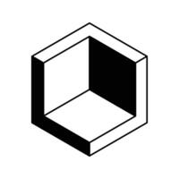 Cube logo, geometric design. Black and white Box logotype company, trendy techno emblem in isometric 3D style. vector