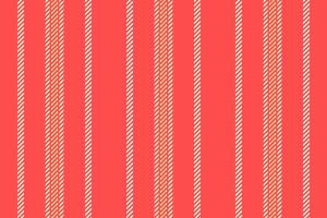 Old-fashioned pattern fabric, 20s vertical textile stripe. Delicate seamless texture background lines in red and antique white colors. vector