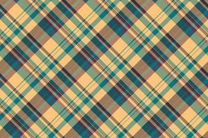 Buffalo pattern plaid fabric, relax tartan texture seamless. Selection check background textile in orange and cyan colors. vector