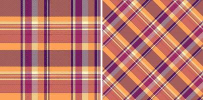 Fabric seamless textile of background check plaid with a texture pattern tartan. Set in halloween colors. Fashion bandanas for a cool style. vector
