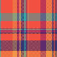 Repetition fabric pattern tartan, thread texture textile . Intense plaid check background seamless in red and blue colors. vector