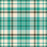 Nice plaid fabric, mockup check seamless textile. Scottish texture pattern background tartan in teal and blanched almond colors. vector