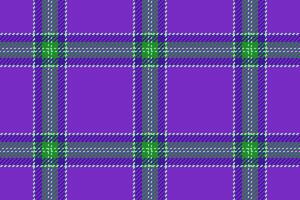 Pyjamas check seamless pattern, other tartan texture fabric. Blanket background plaid textile in violet and green colors. vector