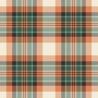 Checker textile background plaid, decorative fabric texture . Copy space check seamless tartan pattern in orange and light colors. vector