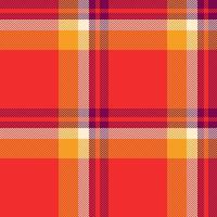 Expressive texture seamless plaid, wear pattern check tartan. Down textile background fabric in red and orange colors. vector