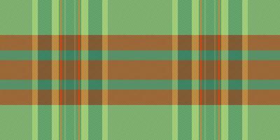Preppy background plaid seamless, line fabric tartan. Table cloth check pattern textile texture in green and orange colors. vector
