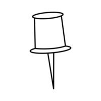 Push pin icon. Linear pin. Thumbtack for paper notes. Outline paperclip. Editable stroke vector