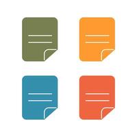 Colorful folded written paper icons in hand drawn simple flat style. Document doodle icon vector
