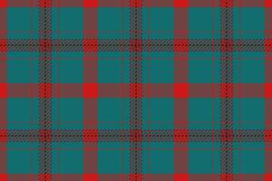 Direct seamless fabric texture, striped plaid textile. Bandanna tartan pattern check background in red and cyan colors. vector