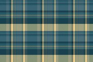 Editable pattern fabric texture, iconic textile tartan plaid. Thanksgiving check seamless background in cyan and dark colors. vector
