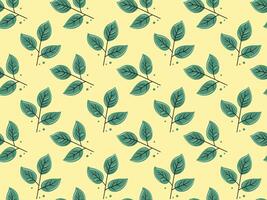 Hand drawn floral pattern design. Simple ornament with plant and leaf. vector