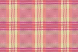 Coat fabric background pattern, random check tartan. Gingham plaid seamless textile texture in pink and orange colors. vector