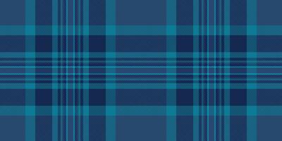 1950s textile texture, material fabric plaid check. Cover background pattern seamless tartan in blue and cyan colors. vector