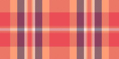 Relief background textile check, sensual tartan pattern plaid. Harmony seamless fabric texture in light salmon and red colors. vector