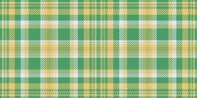 Finish texture textile tartan, national check background fabric. Checks plaid pattern seamless in green and yellow colors. vector
