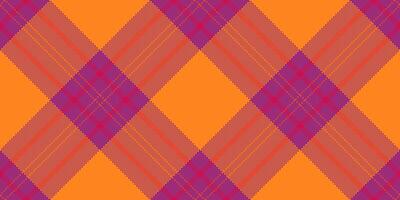 Cosy tartan background plaid, plain seamless pattern. Idyllic texture fabric check textile in vivid tangerine and pink colors. vector