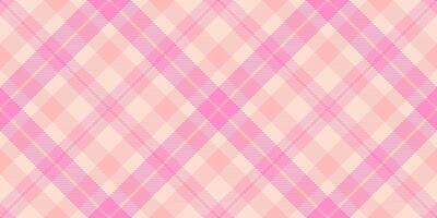 Scratch fabric seamless texture, gift plaid textile check. Relax pattern background tartan in light and pink colors. vector