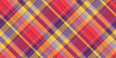 Old-fashioned background plaid fabric, stripped tartan seamless texture. Service check textile pattern in violet and red colors. vector