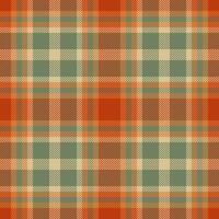 Neat pattern seamless tartan, fade check background textile. Woven fabric texture plaid in orange and pastel colors. vector