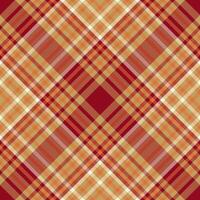 Filigree background tartan plaid, performance pattern texture seamless. Tan textile fabric check in amber and red colors. vector