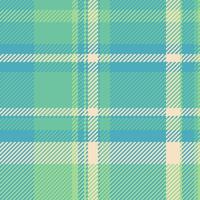Ragged fabric check, club plaid background tartan. Collage texture textile seamless pattern in cyan and mint colors. vector
