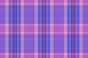 Table cloth texture seamless pattern, dining room plaid textile check. Expensive background fabric tartan in blue and purple colors. vector