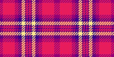 Flowing check fabric texture, fluffy pattern plaid tartan. Awesome seamless textile background in red and pink colors. vector